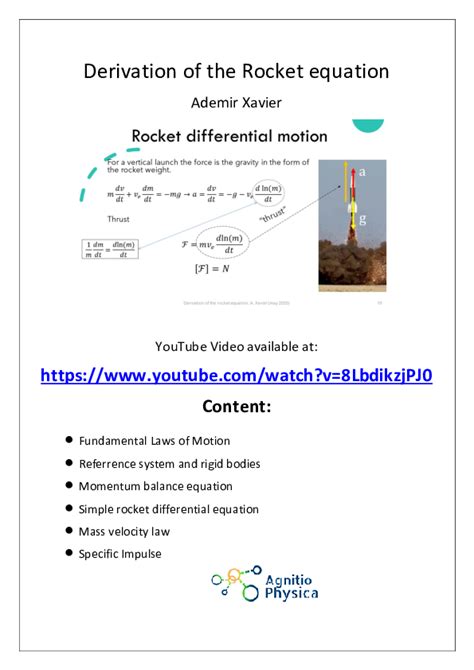 (PDF) Derivation of the Rocket equation