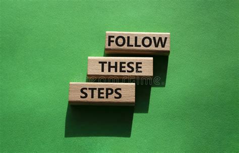 Follow These Steps Symbol Wooden Blocks With Words Follow These Steps