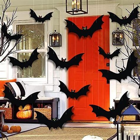 VERNILLA Hanging Bats Halloween Decorations 12pcs Halloween Hanging ...