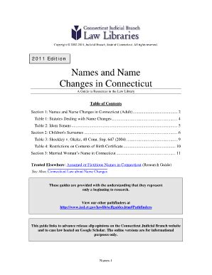 Fillable Online Jud Ct Names And Name Changes In Connecticut