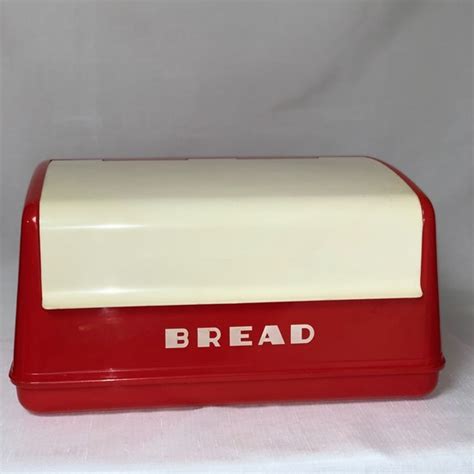 LustroWare Kitchen Vintage Lustroware Bread Box In Cherry Red White