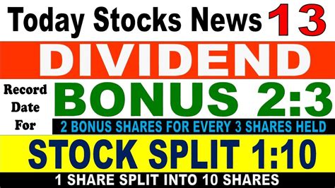 Record Date For Dividend Bonus 2 3 Stock Split 1 10 Upcoming