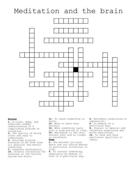 Meditation And The Brain Crossword Wordmint