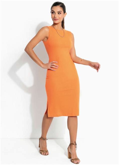 Rosalie Vestido Laranja Tubinho Moda Evang Lica