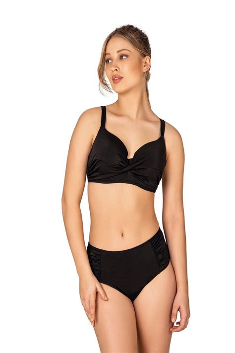 Endeep Kadın Büyük Beden Destekli Büzgü Detaylı Siyah Bikini Takımı Fiyatı Yorumları