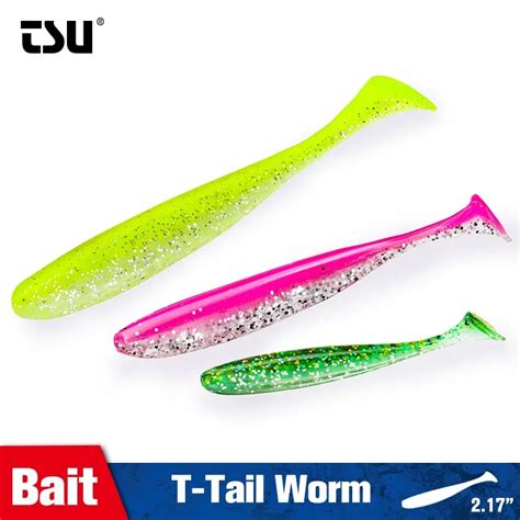 TSURINOYA T Tail Worm Soft Fishing Lure 55mm 75mm 88mm Wobblers Carp