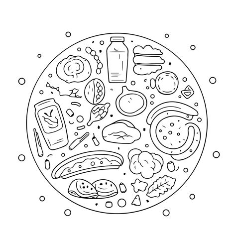 Premium Vector | Food coloring page line drawing day