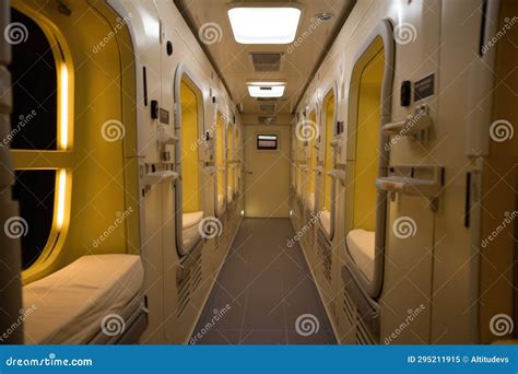 A Pod-style Capsule Hotel Interior Stock Image - Image of podstyle ...