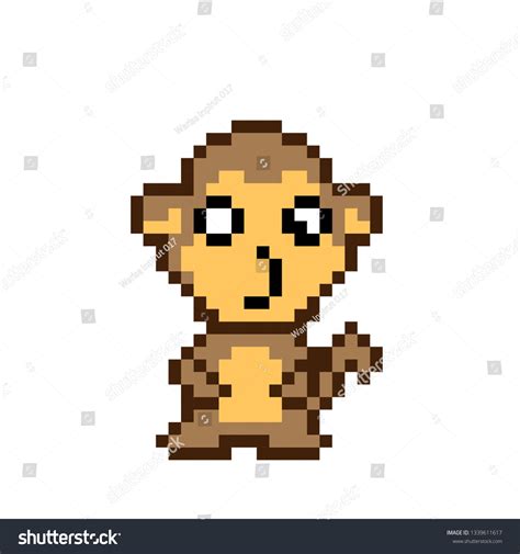 Vektor Stok Pixel Art Momkey Tanpa Royalti 1339611617 Shutterstock