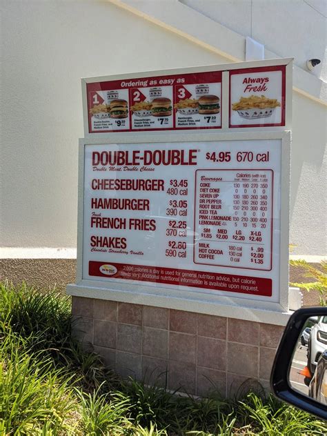 Menu at In-N-Out Burger fast food, Sunnyvale