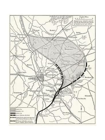 'Map Showing the Ypres Salient before and after the Second Battle of ...