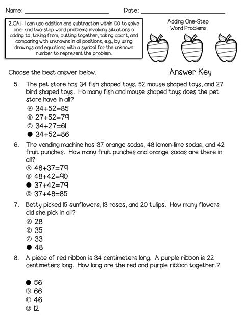 Oa Assessments One And Two Step Word Problems Classful