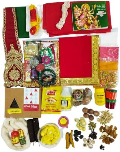 Poojnam Durga Puja Samagri Kit : Complete Set of 28 Essentials for Durga MATA Decoration and ...