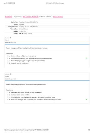 Self Quiz Unit Attempt Review Studocu