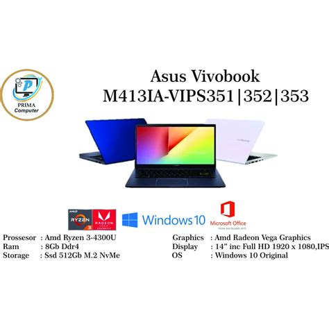 Jual ASUS VIVOBOOK 14 M413IA AMD RYZEN 3 4300U RAM 8GB SSD 512GB RADEON