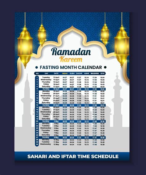 Template Calendar Ramadan Fasting Month 6053848 Vector Art at Vecteezy