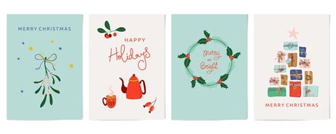 Winter holidays cards. Christmas and New Year congratulations. Bundle ...