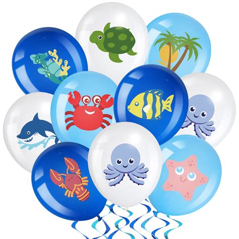 Buy 36 Packs Fish Party Balloon Latex Fish Bobber Balloons Under The