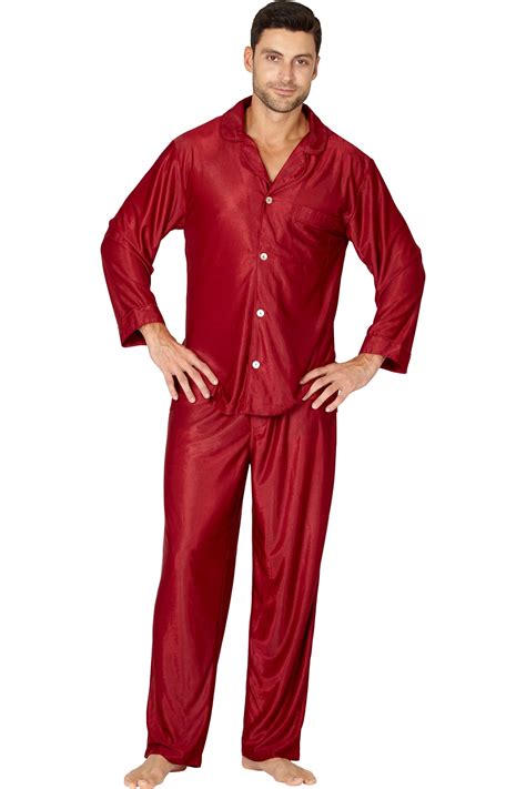 Intimo Mens Tricot Travel Pajama Set Burgundy Large