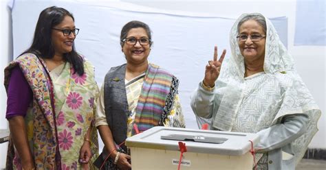 Bangladeshs Leader Wins A Third Term But Opposition Contests Results