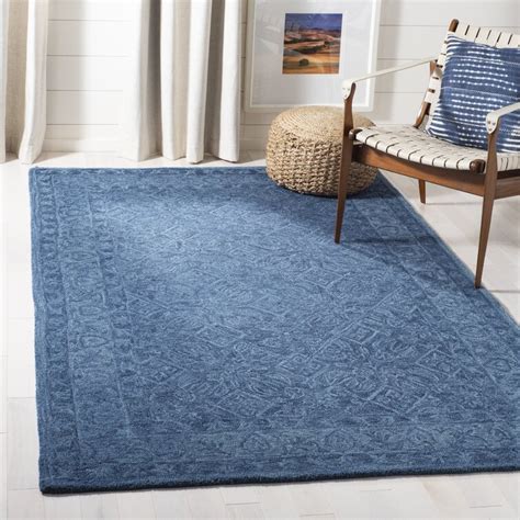 Charlton Home® Pimentel Geometric Handmade Tufted Wool Blue Area Rug