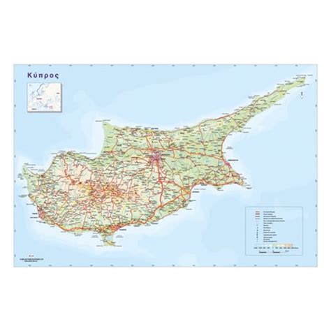 Physical Map Of Cyprus In Greek Selas Mapping Services