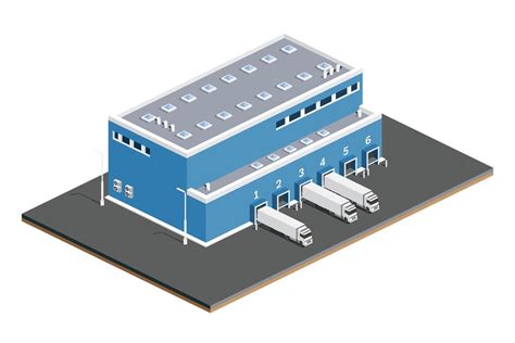 Isometric Distribution Logistic Center Warehouse Storage Facilities