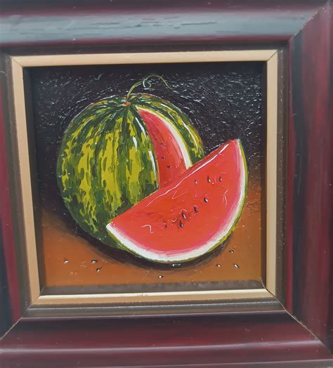 Watermelon Painting Fruit Oil Painting Framed Mini Art Wall Artwork