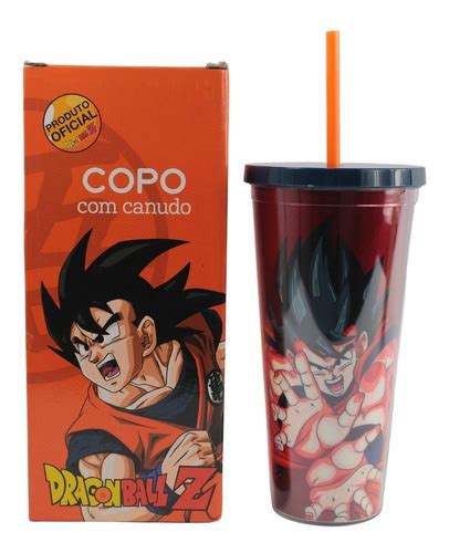 Copo Canudo E Tampa Goku Kamehameha Dragon Ball Z Oficial Fg