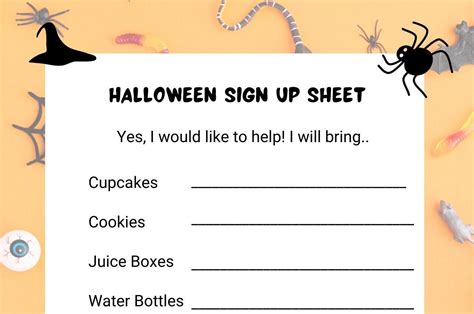 Halloween Class Party Sign Up Sheet Etsy