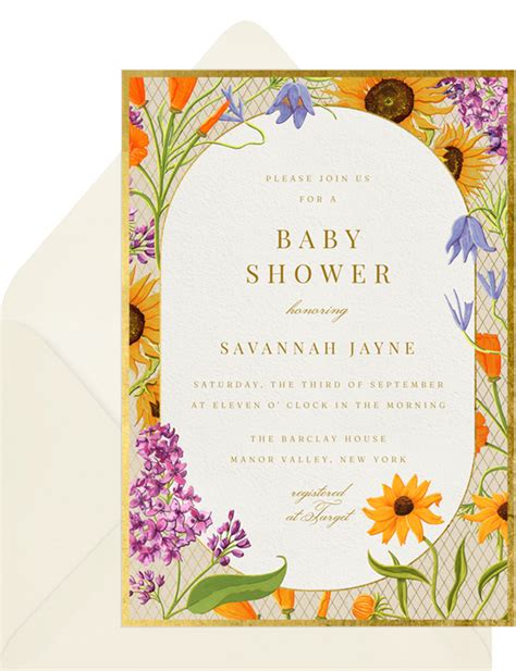 Elegant Wildflowers Invitations In Creme Greenvelope