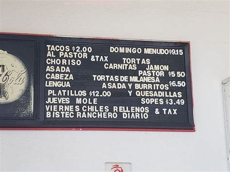 Menu At Taqueria Las Fuentes Restaurant Greenfield