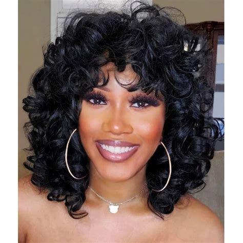 andromeda Short Curly Wigs for Black Women Soft Black Big Curly Wig ...