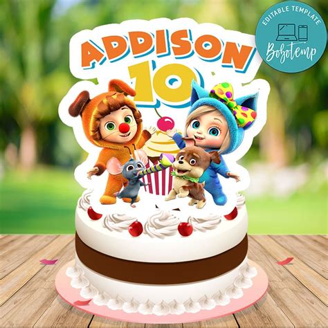 Printable Dave & Ava Birthday Cake Topper Template DIY | Bobotemp