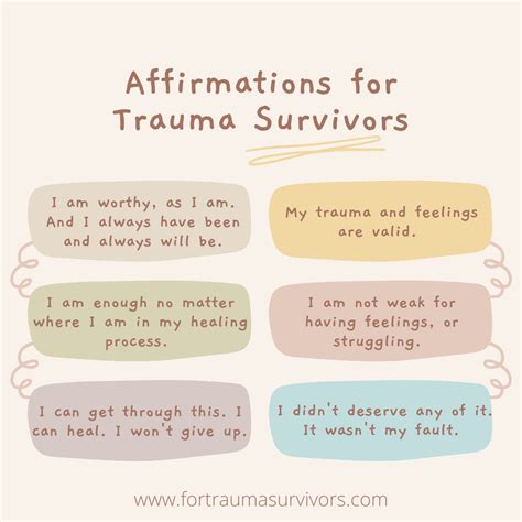 Affirmations for Trauma Survivors I am worthy, as I am. And I always have been and always will ...