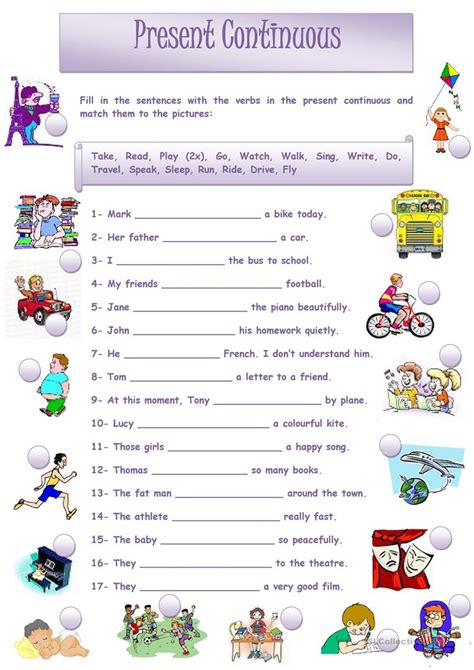 Present Continuous English ESL Worksheets For Distance Learning And