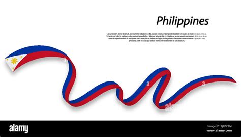 Waving Ribbon Or Banner With Flag Of Philippines Template For