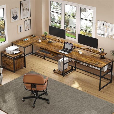 Sedeta U Shaped Desk Reversible L Shaped Home Office Desk With File