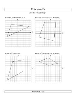 Rotation Of 4 Vertices Around The Origin E Geometry Worksheet