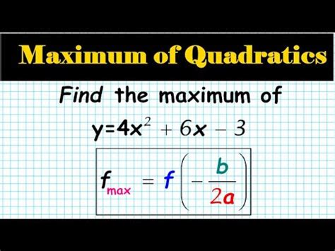how to find the max of a quadratic function