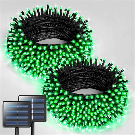 JMEXSUSS 2 Pack Green Solar Christmas Lights Total 400 LED 151FT Green