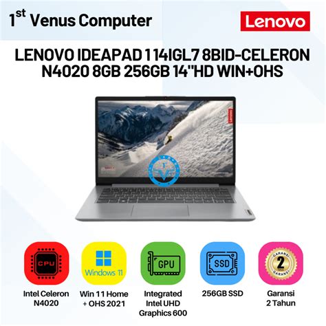 Jual Lenovo Ideapad 1 14igl7 8bid Celeron N4020 8gb 256gb 14hd Winohs Lenov Nb27 Shopee