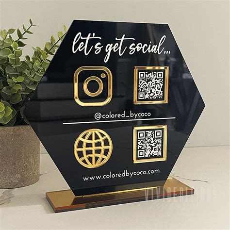 Qr Code Acrylic Social Media Business Sign Beauty Bar Hair Salon