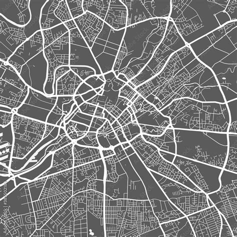 Urban city map of Manchester. Vector poster. Grayscale street map ...