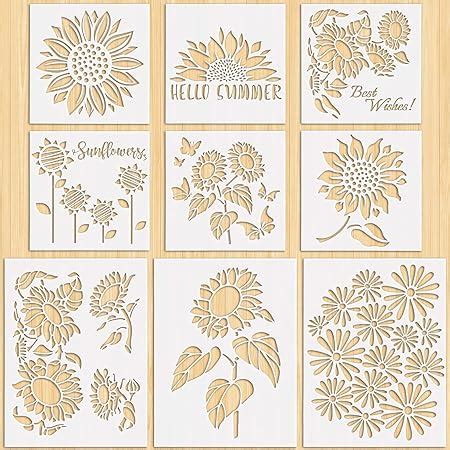 Amazon FINGERINSPIRE 6 Pcs Sunflower Stencils Drawing Painting