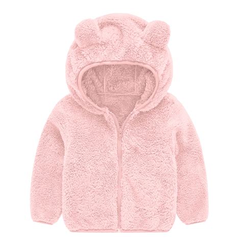 AherBiu Gender Neutral Baby Clothes Fleece Coats Zip up Ear Hooded ...