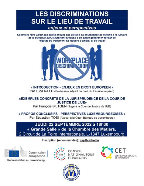 Invitation La Conf Rence Les Discriminations Sur Le Lieu De Travail