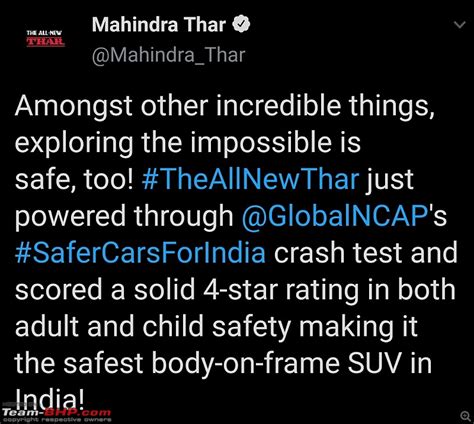 2020 Mahindra Thar Scores 4 Stars In Global NCAP Crash Tests Page 6