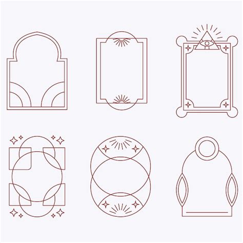 Premium Vector Set Of Star Frames Arch Element With Linear Ornament