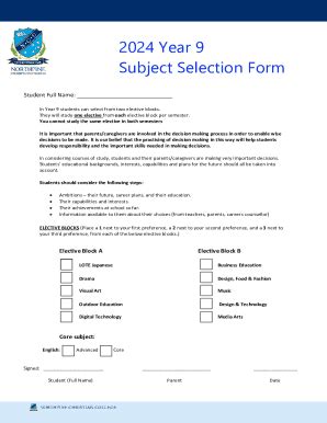 Fillable Online Whs Th Grade Course Selection Worksheet Fax